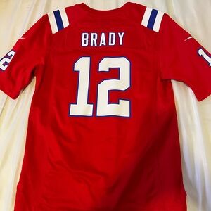 Nike Red Brady #12 Super Bowl 53 Football Jersey with White & Blue Accents